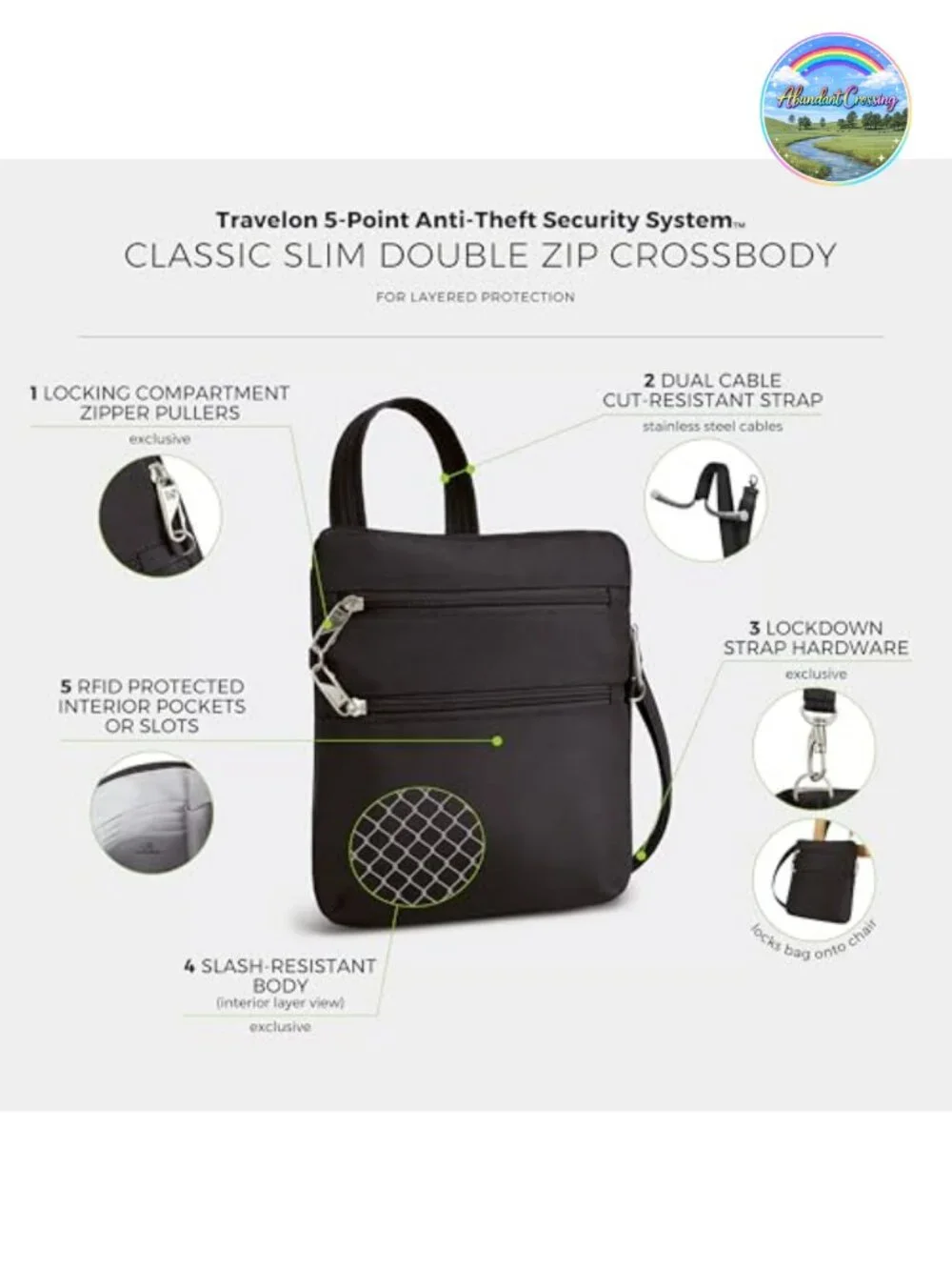 Anti-Theft Crossbody Bag RFID Blocking Slash-Resistant Women's Travel Handbag